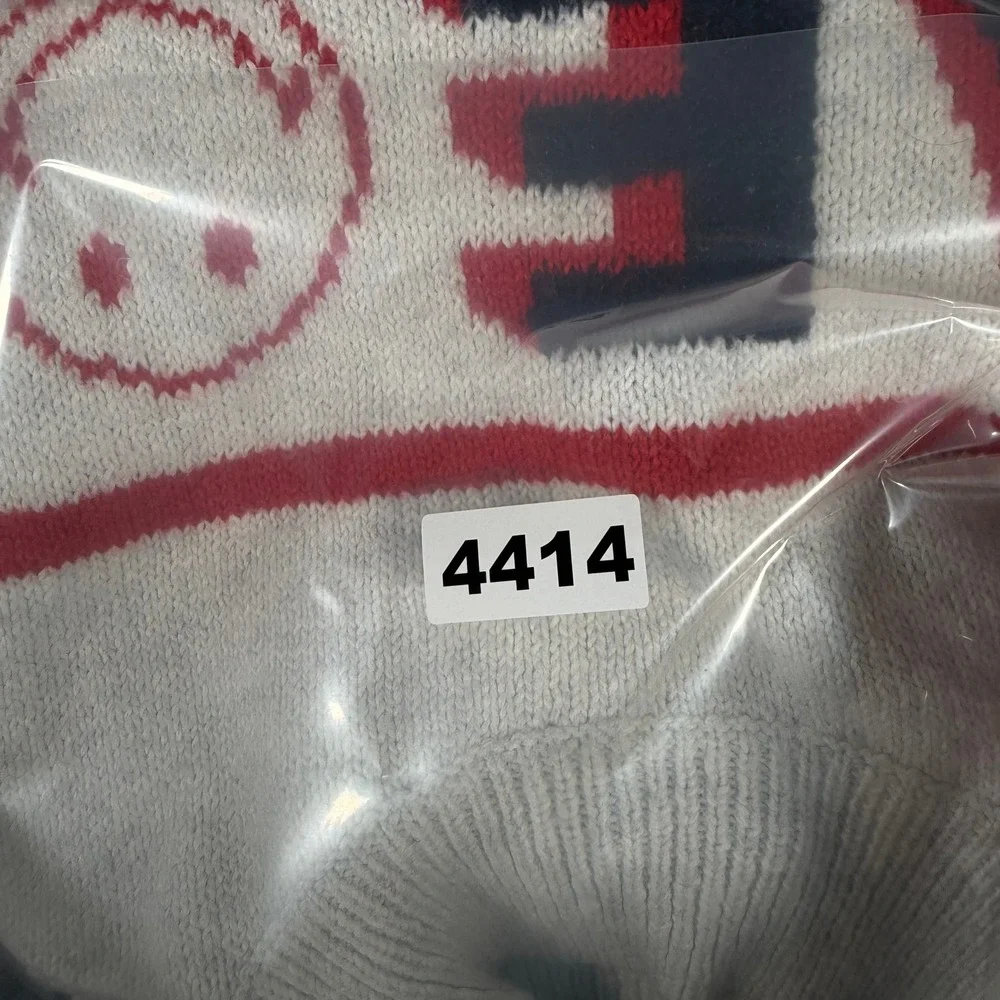 American Eagle x Smiley Kids XS Gray Mock Neck Intarsia Knit Sweater #4414